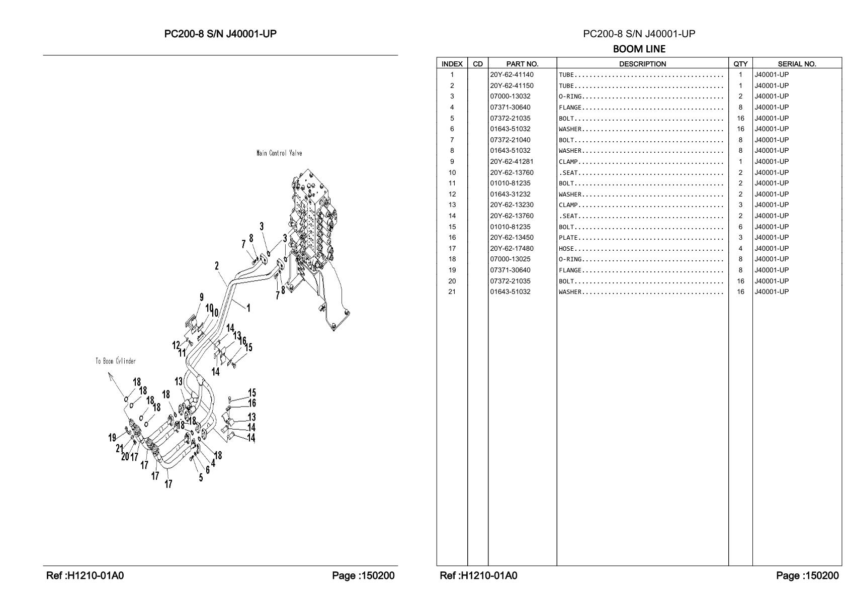 OEM exploded diagram and parts table — O-ring