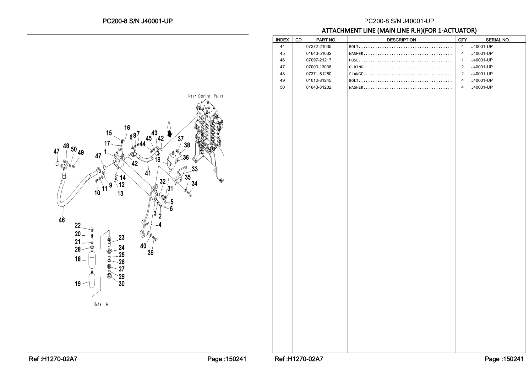 OEM exploded diagram and parts table — O-ring