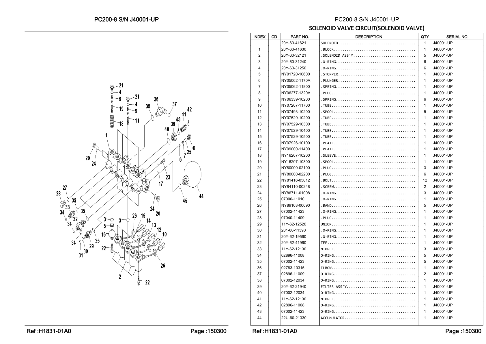 OEM exploded diagram and parts table — Elbow