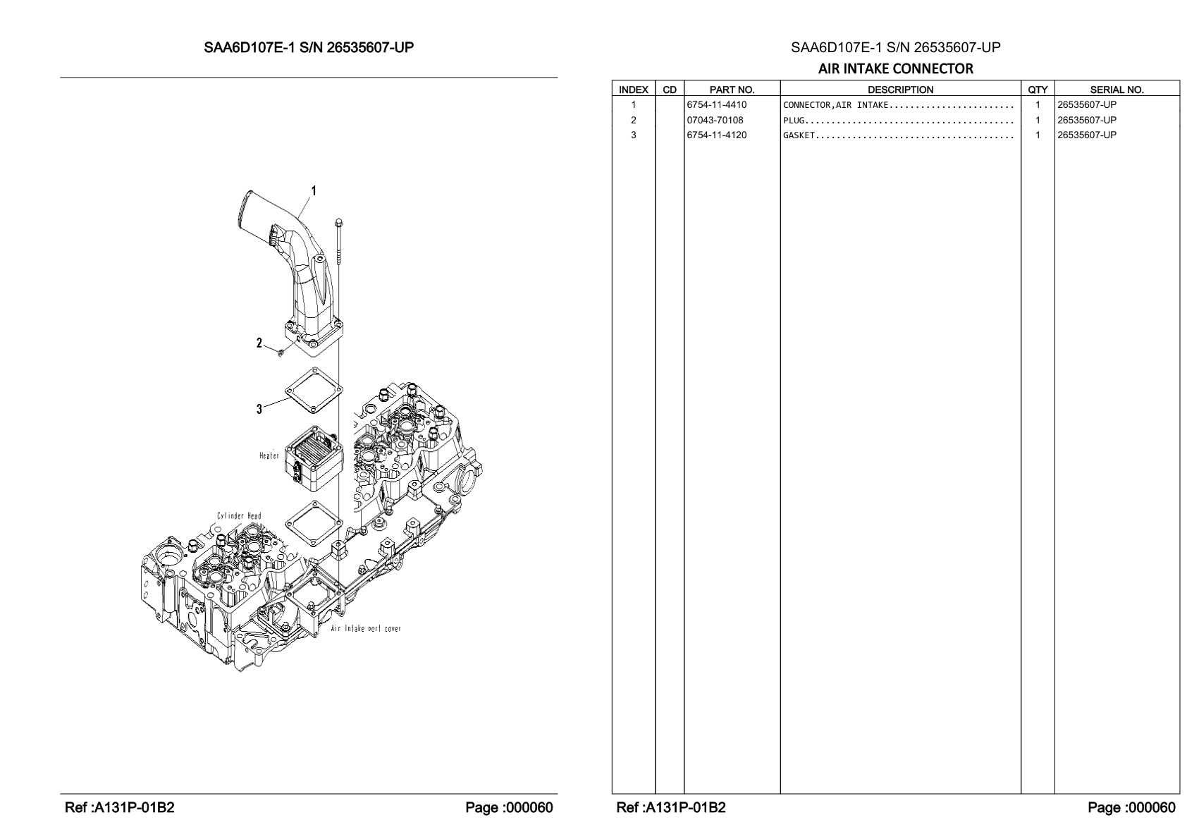 OEM exploded diagram and parts table — Plug