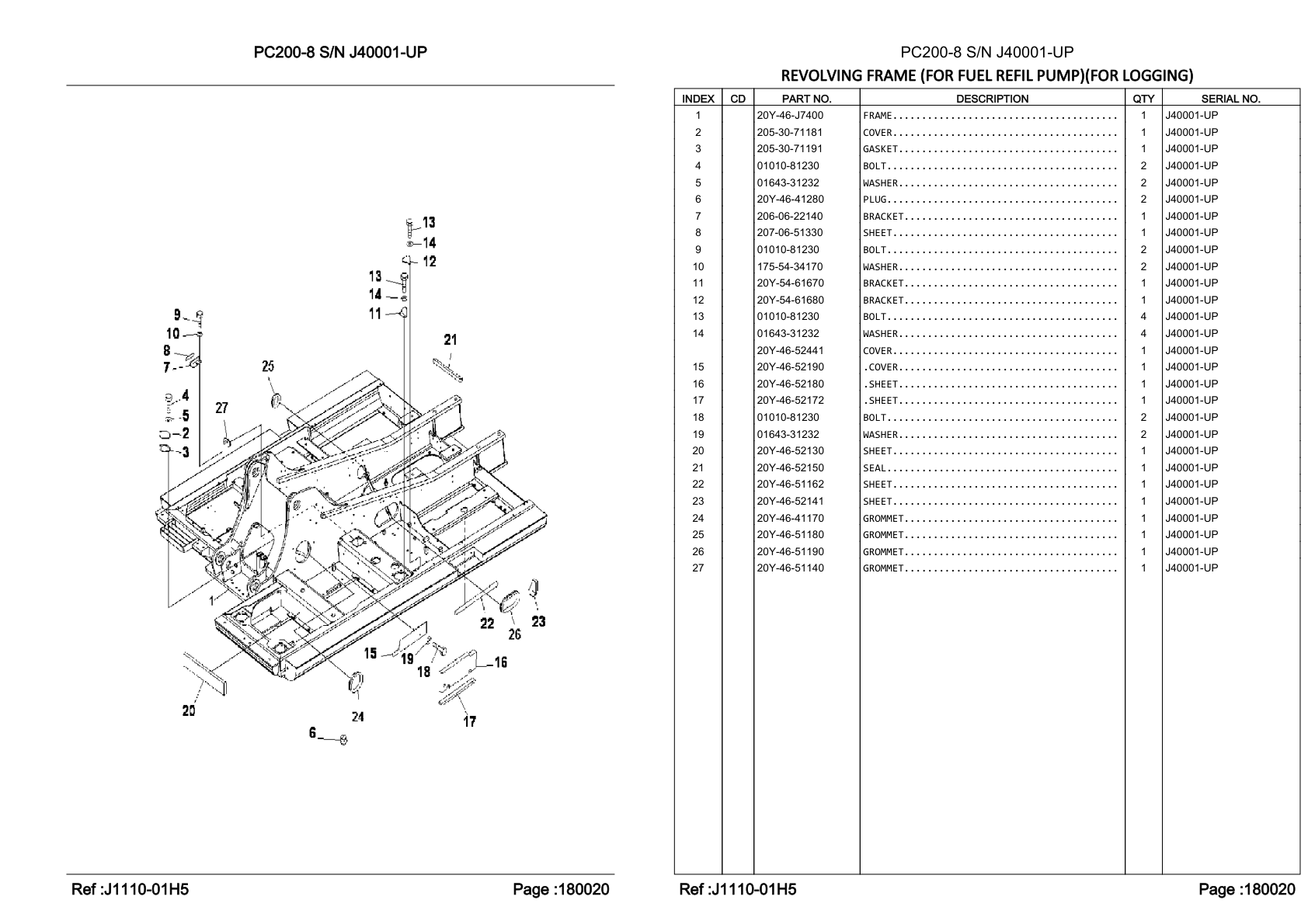 OEM exploded diagram and parts table — Frame