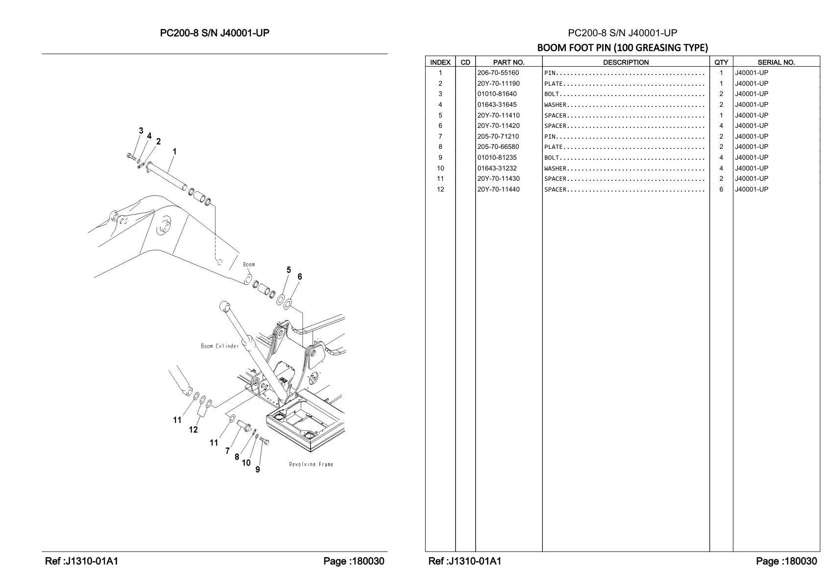 OEM exploded diagram and parts table — Plate