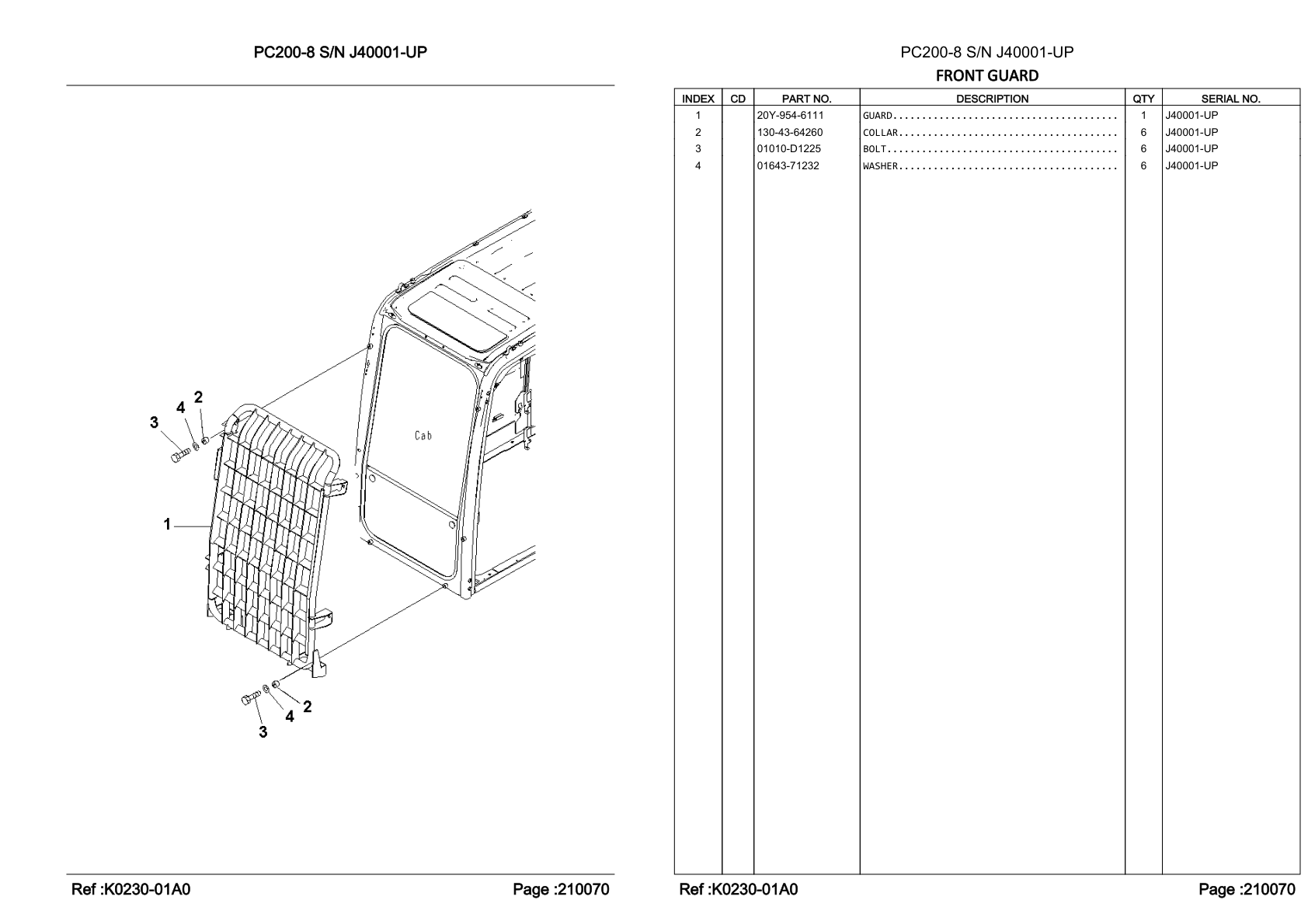 OEM exploded diagram and parts table — Bolt