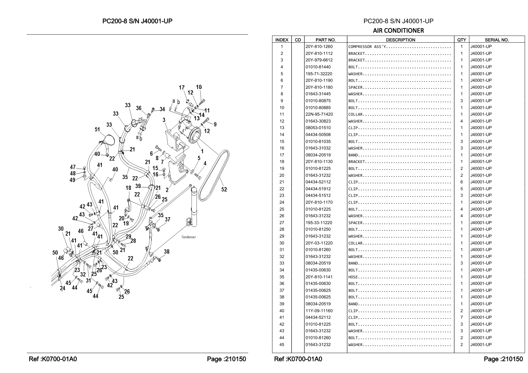 OEM exploded diagram and parts table — Bolt