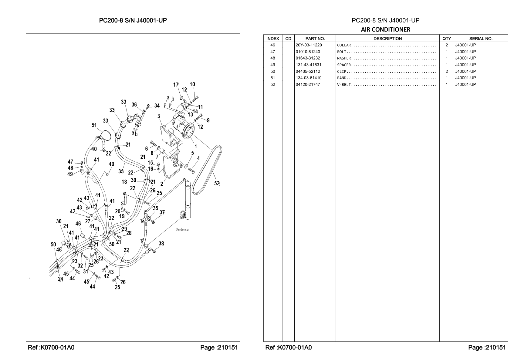 OEM exploded diagram and parts table — Clip