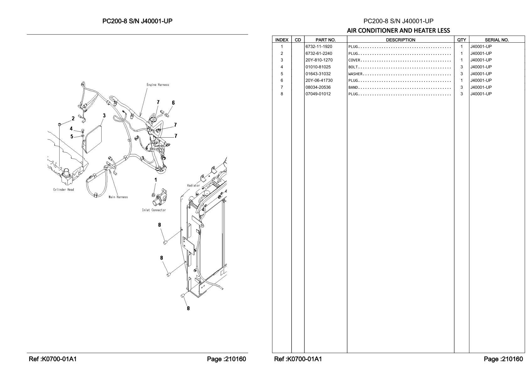 OEM exploded diagram and parts table — Cover