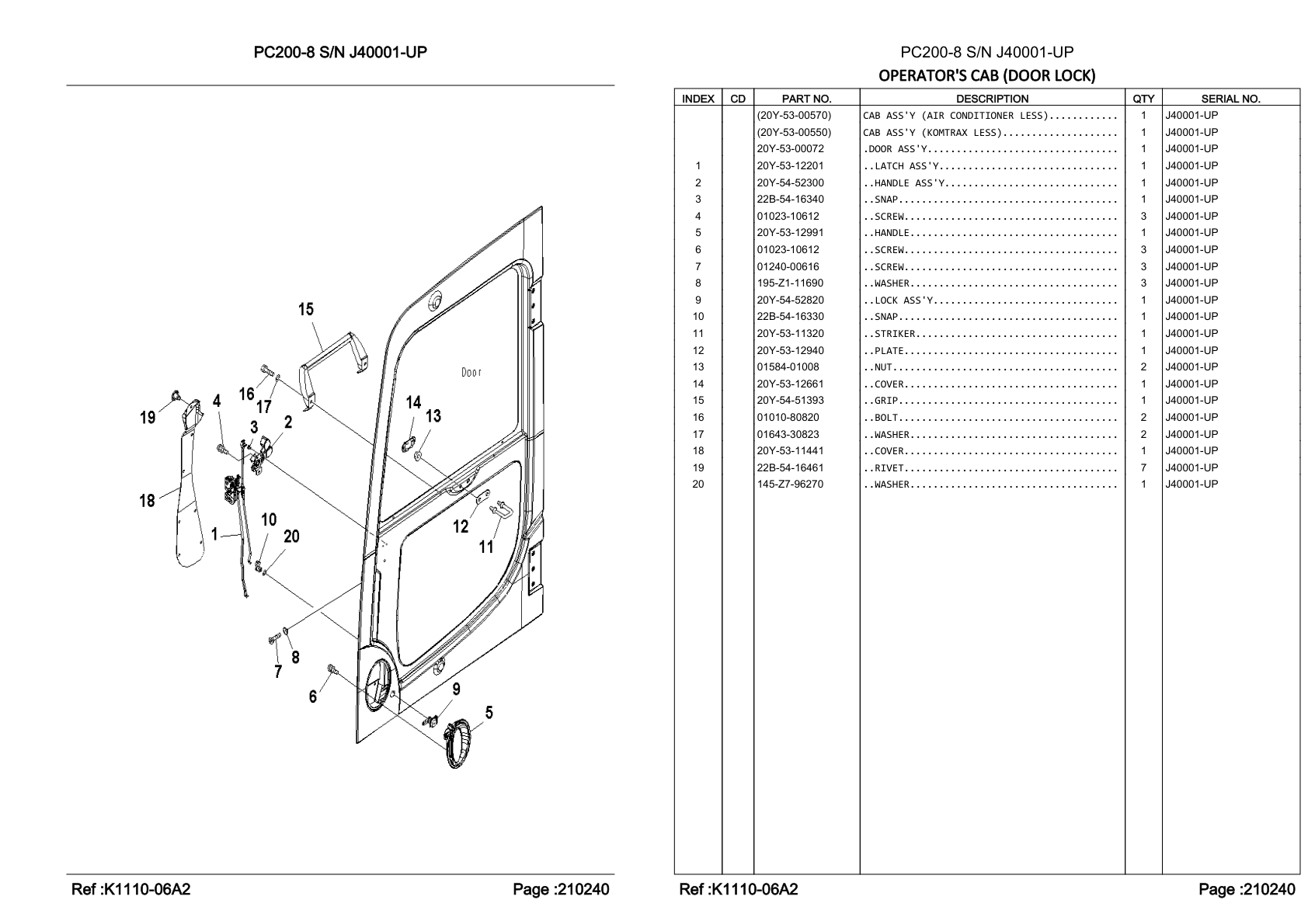 OEM exploded diagram and parts table — Cover