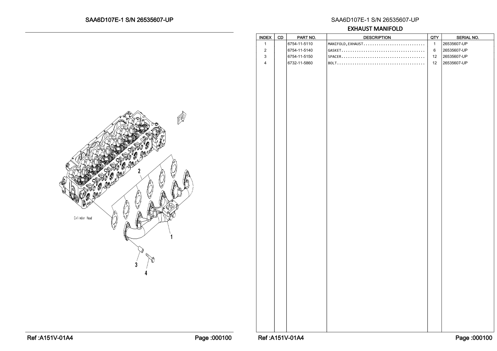 OEM exploded diagram and parts table — Bolt