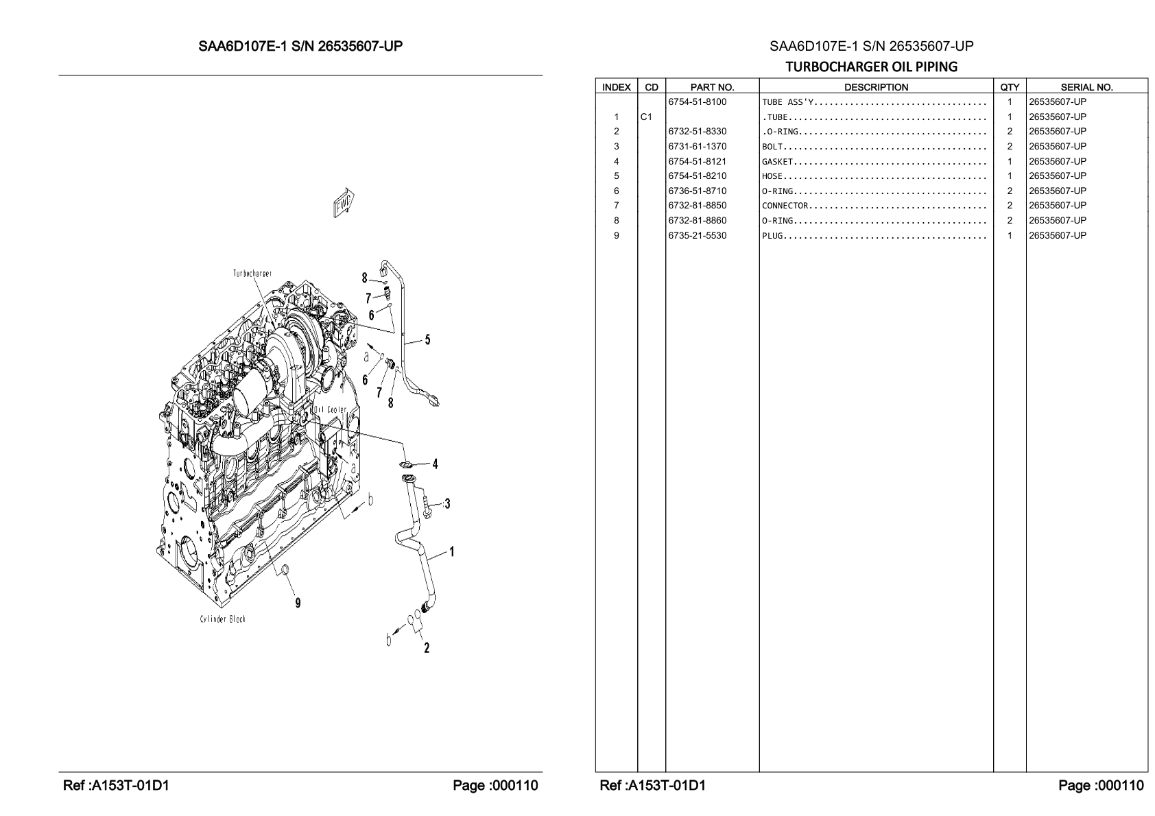OEM exploded diagram and parts table — O-ring