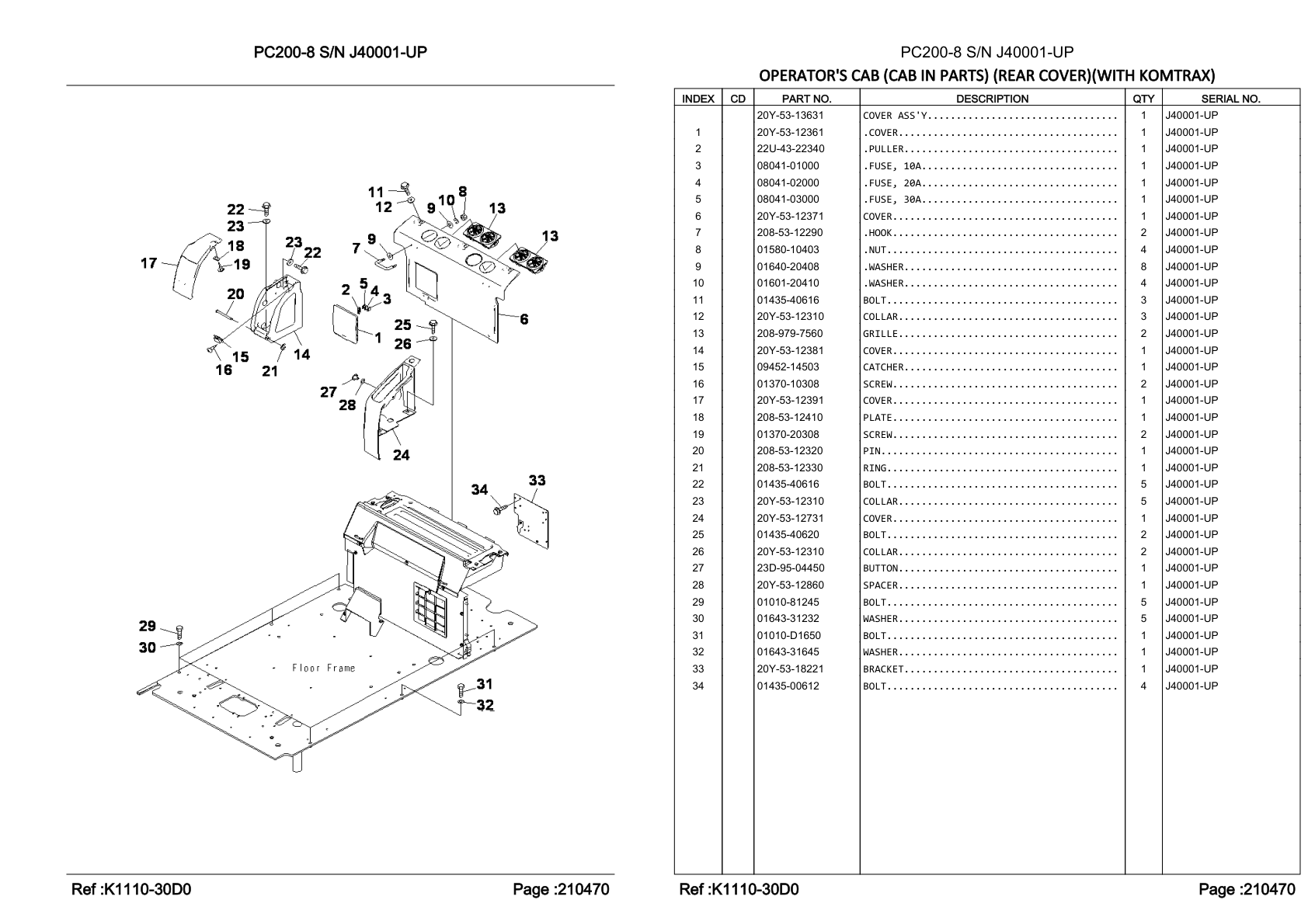 OEM exploded diagram and parts table — 30a Fuse