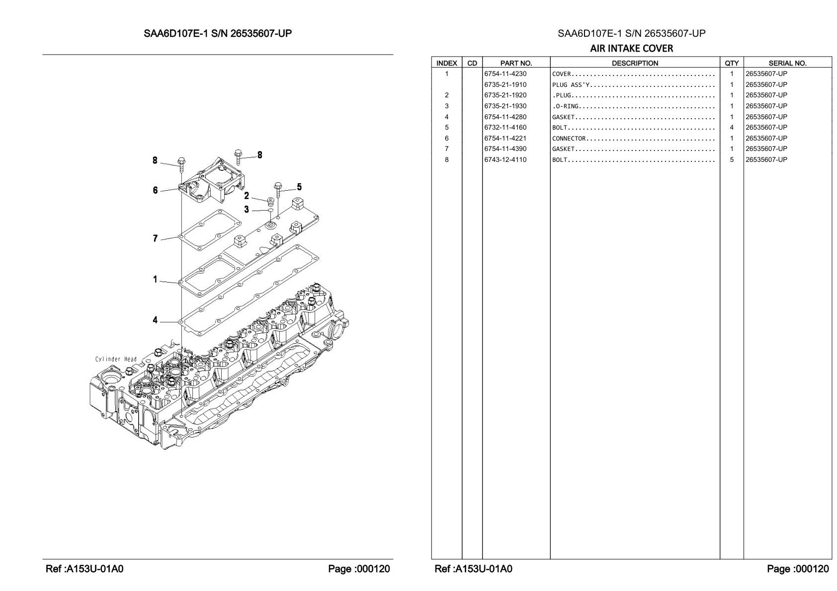 OEM exploded diagram and parts table — O-ring