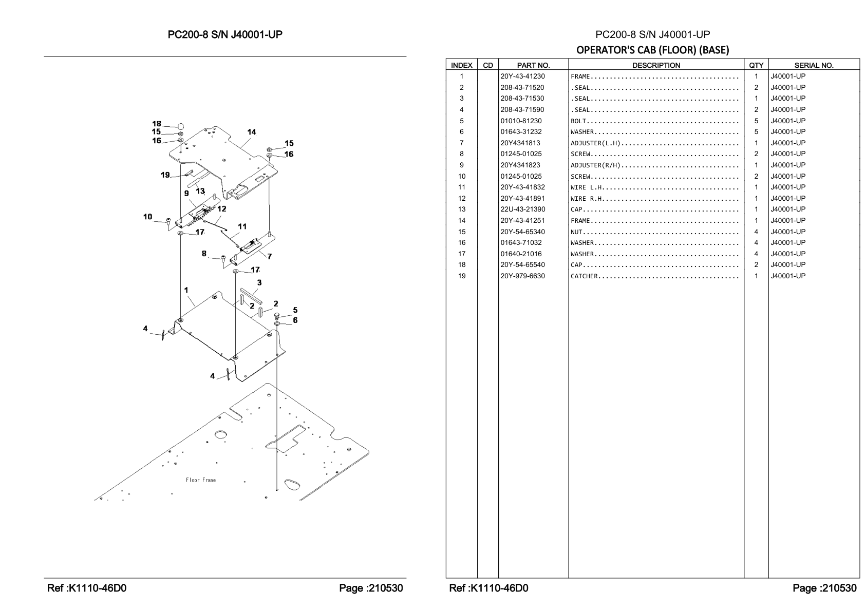 OEM exploded diagram and parts table — Cap