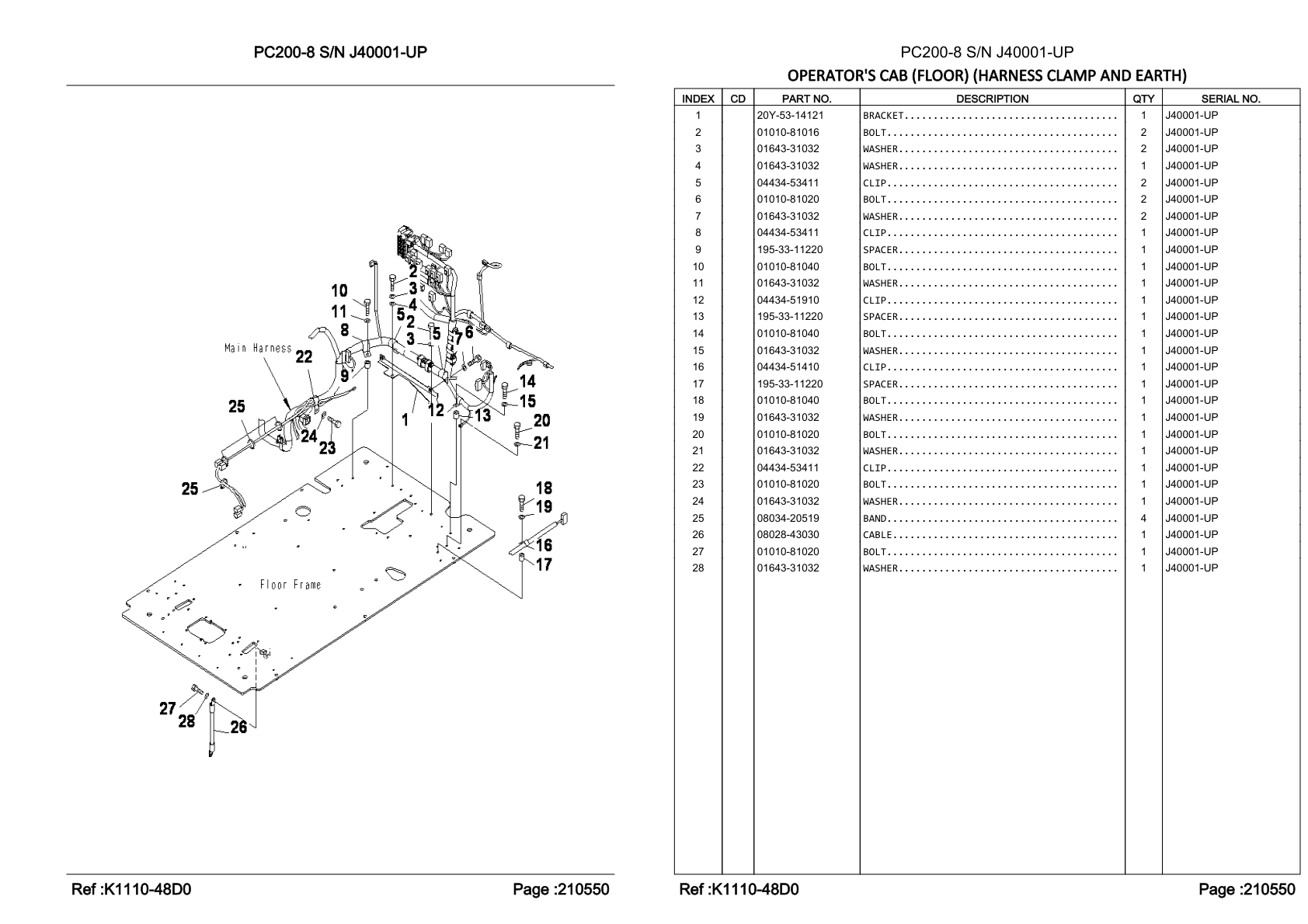OEM exploded diagram and parts table — Clip