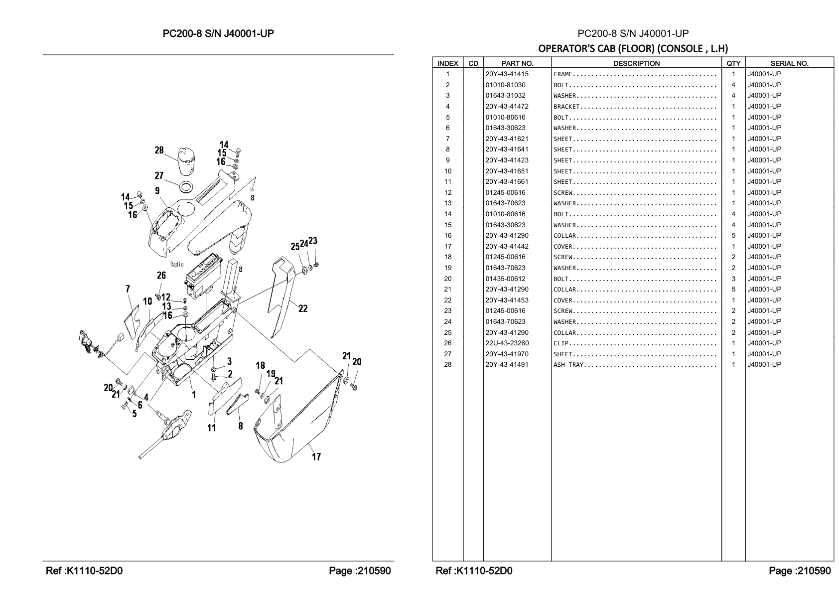 OEM exploded diagram and parts table — Sheet