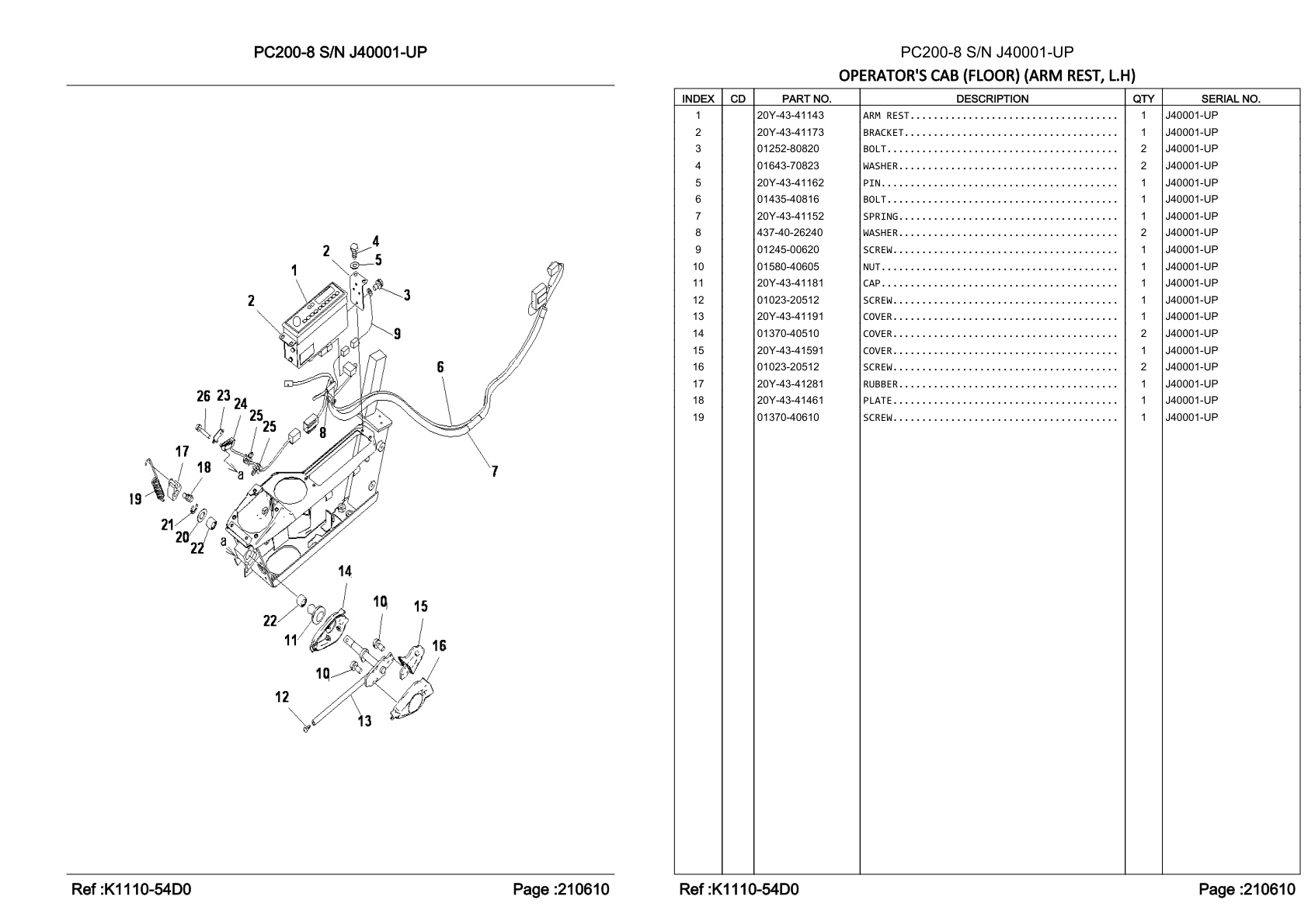 OEM exploded diagram and parts table — Plate