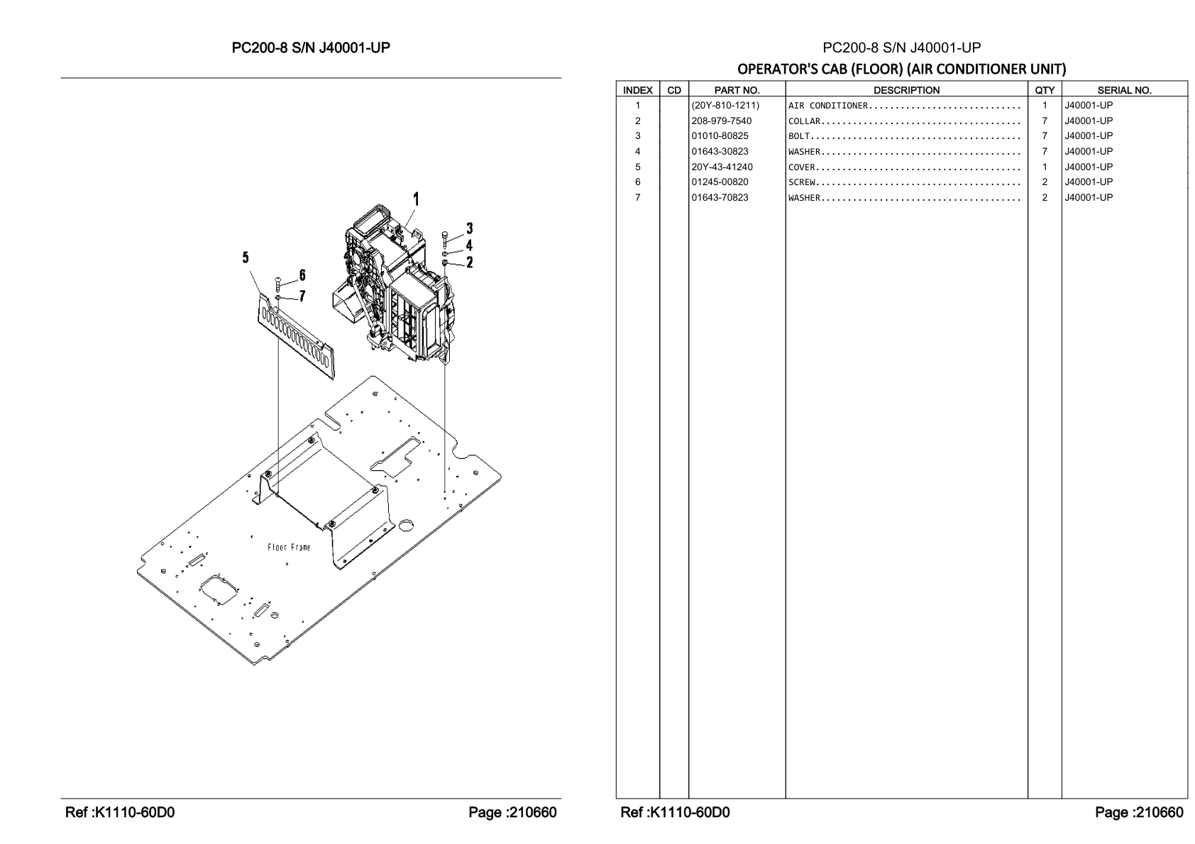OEM exploded diagram and parts table — Cover