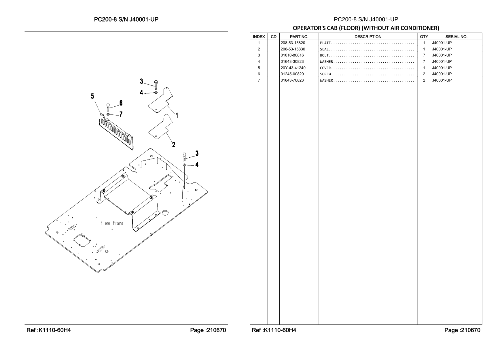 OEM exploded diagram and parts table — Seal