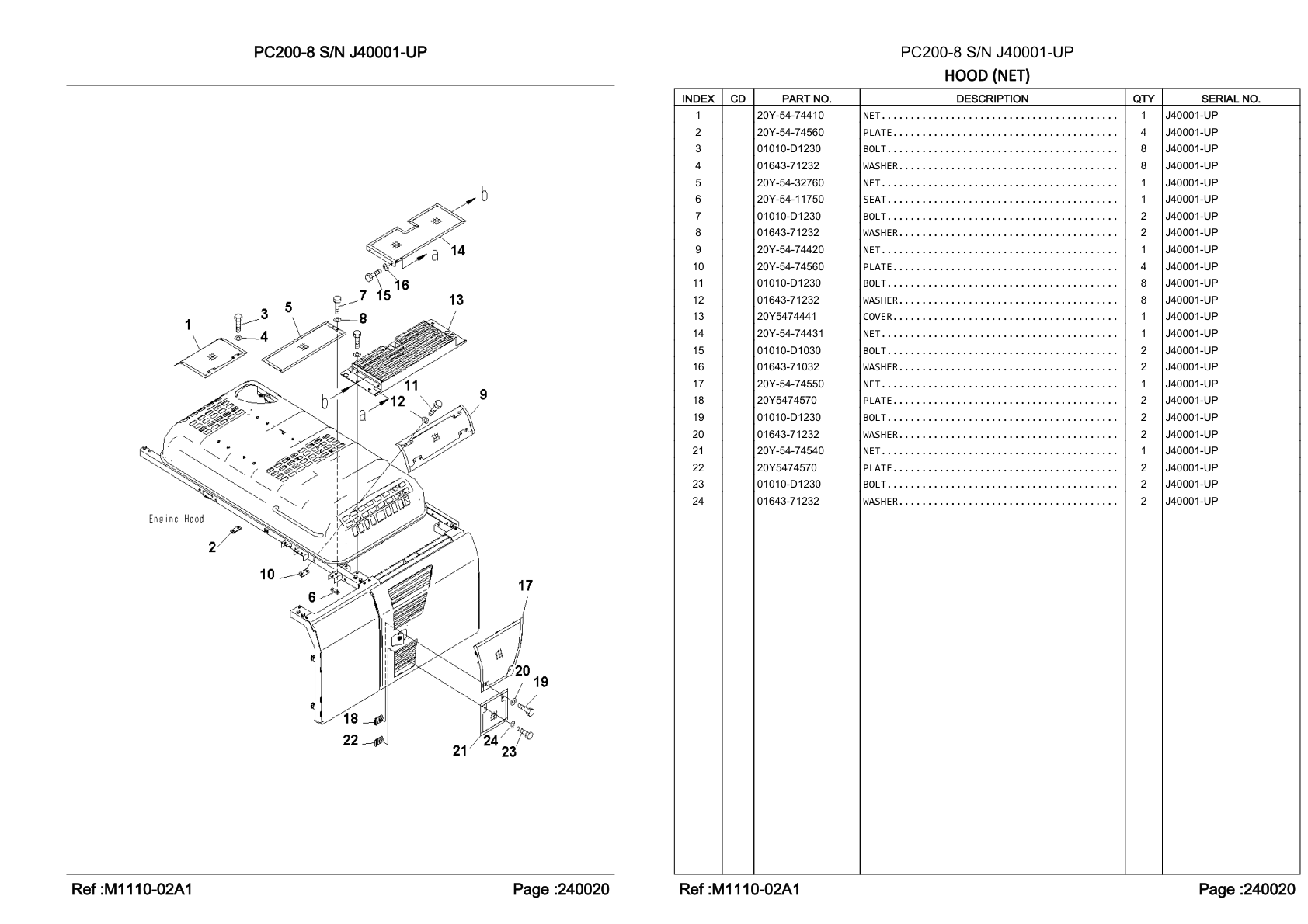 OEM exploded diagram and parts table — Bolt