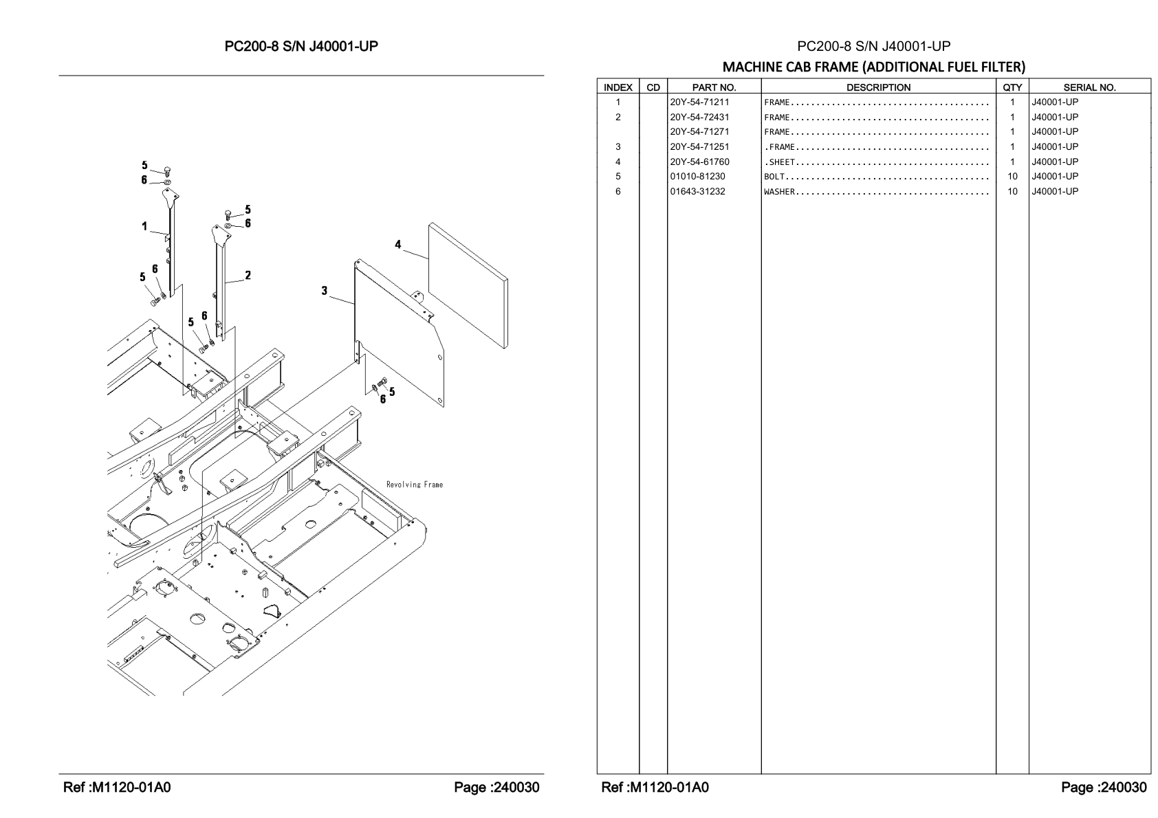 OEM exploded diagram and parts table — Sheet
