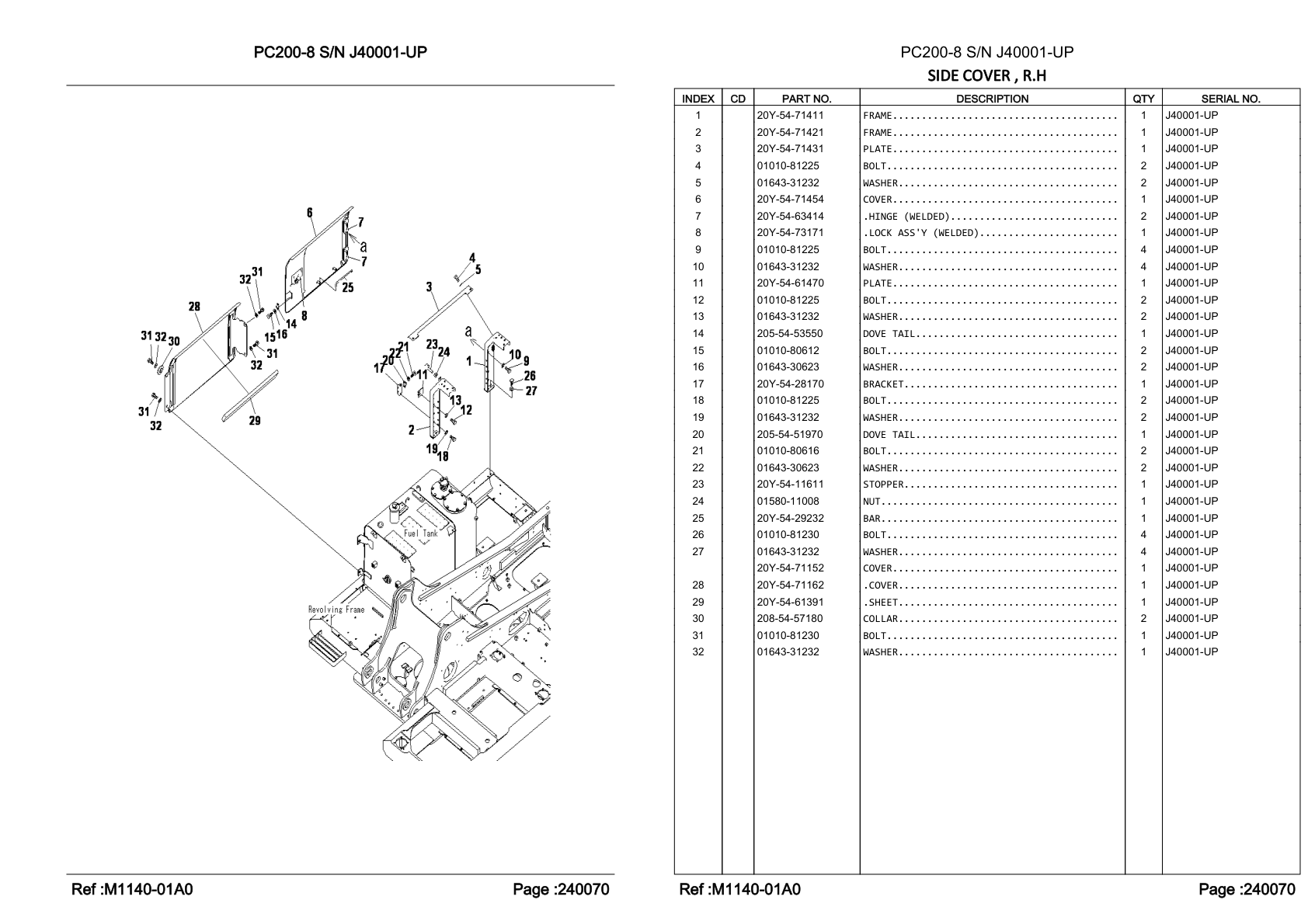 OEM exploded diagram and parts table — Collar