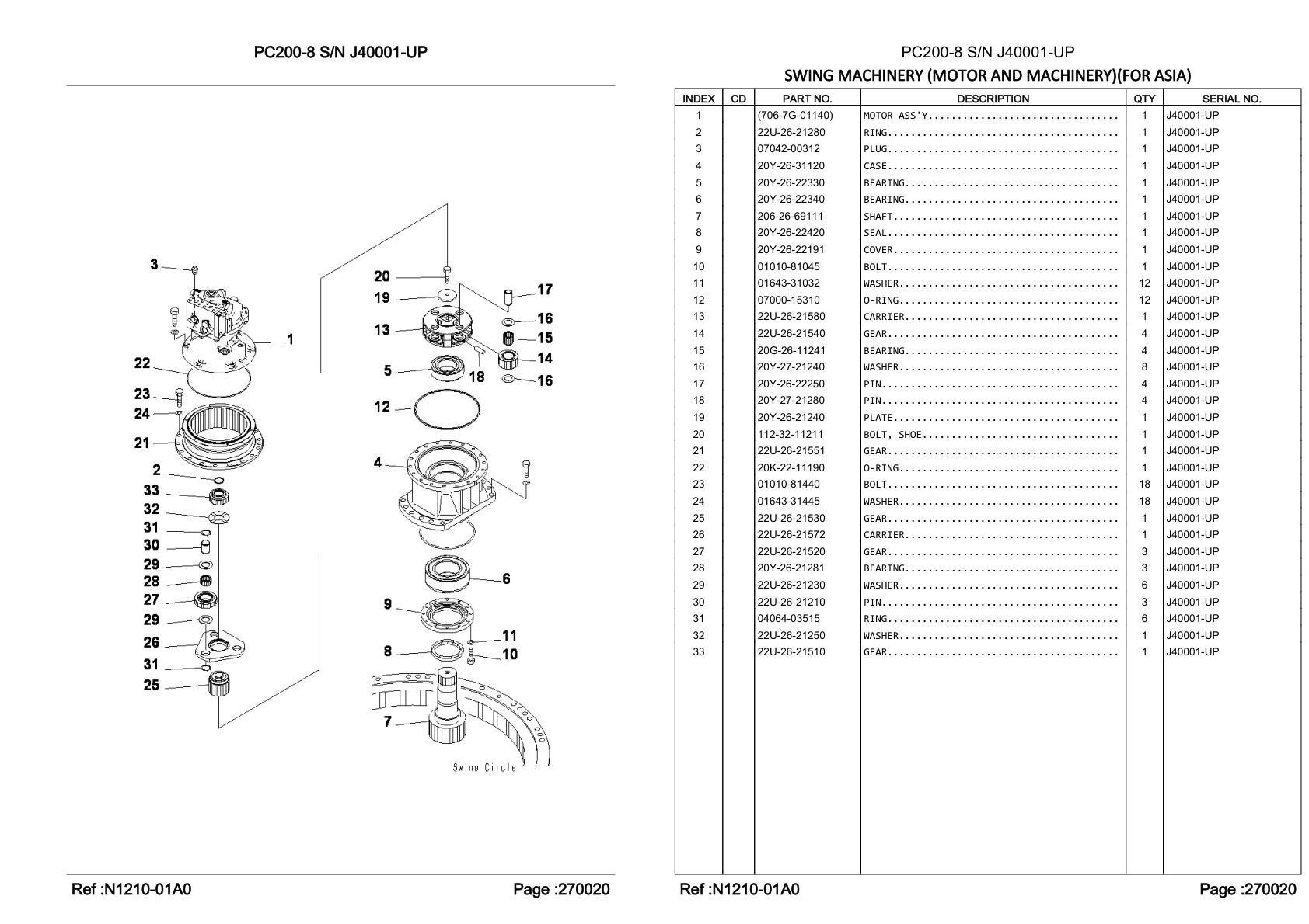 OEM exploded diagram and parts table — Motor Assembly