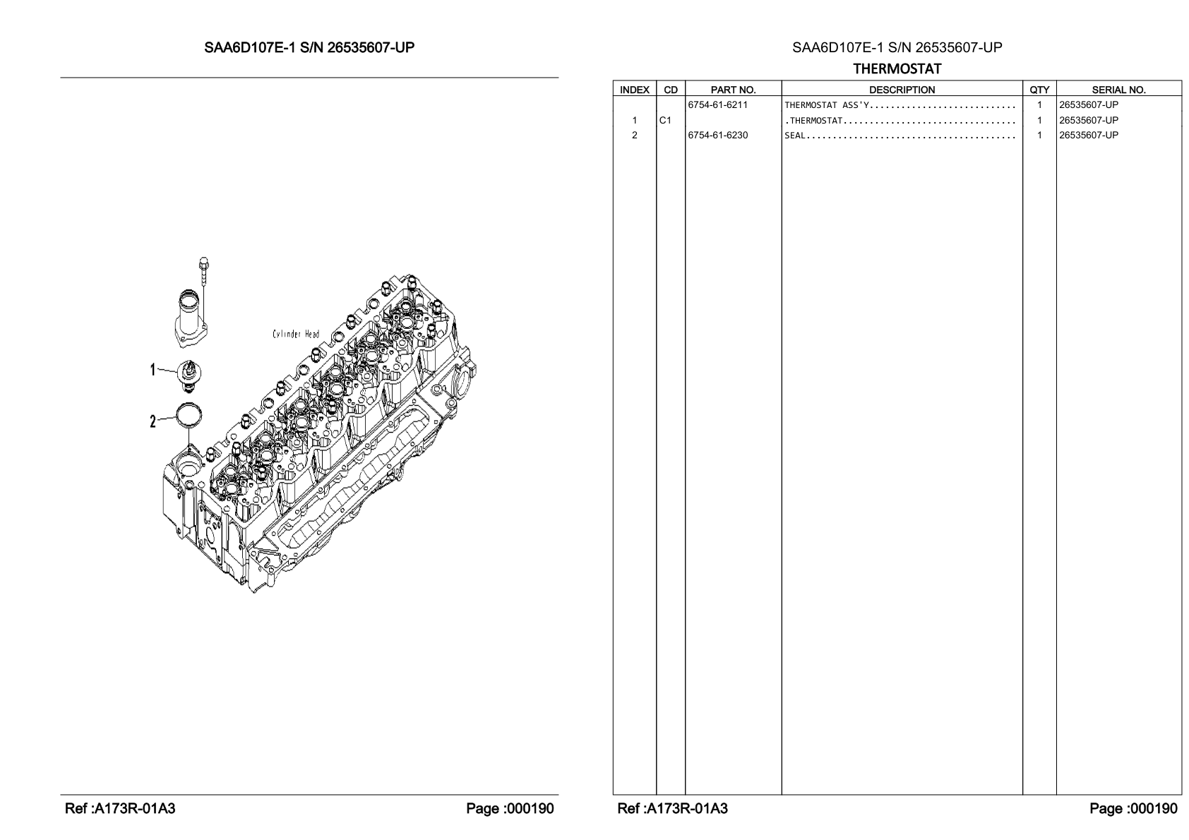 OEM exploded diagram and parts table — Seal