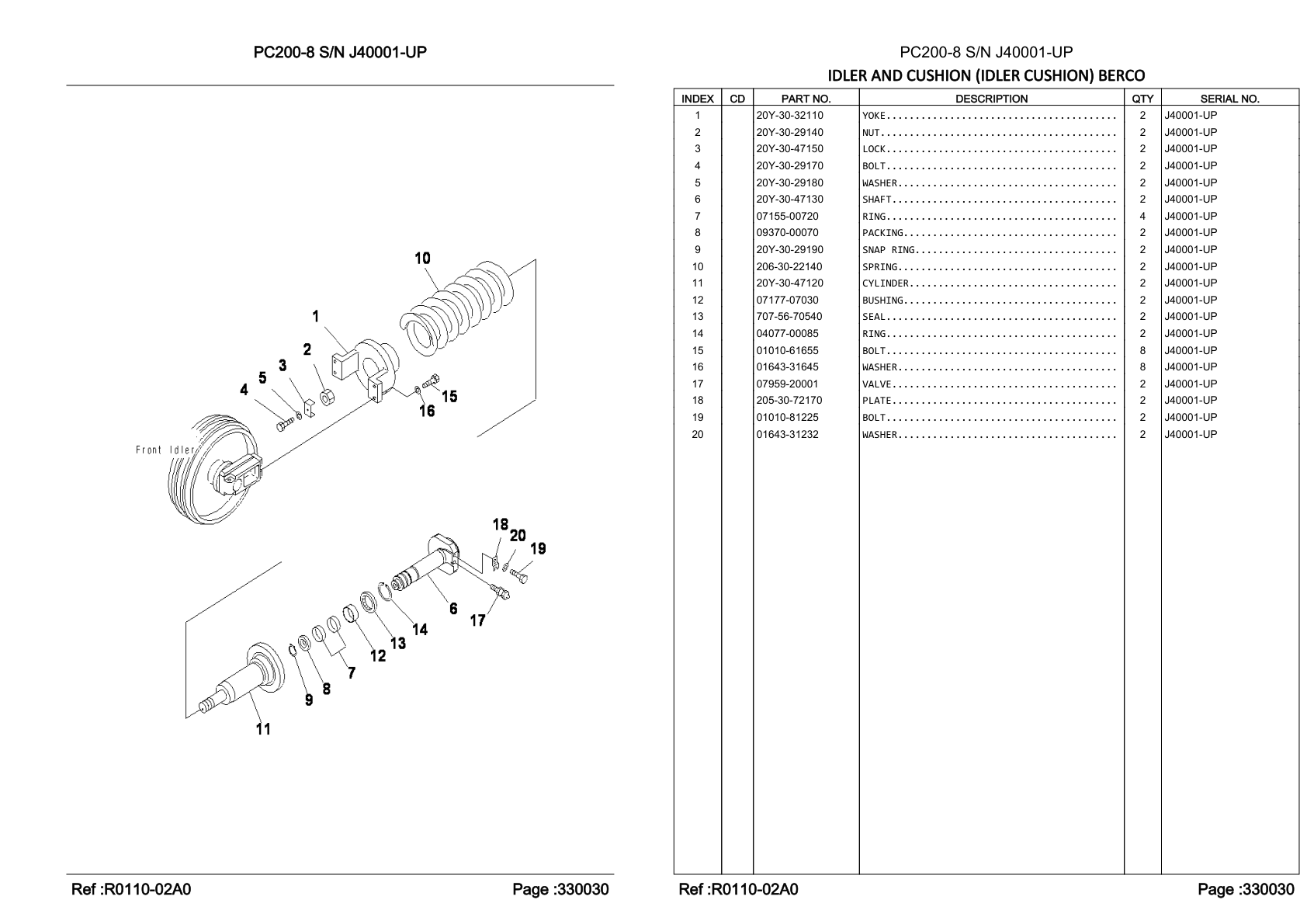 Seal 707-56-70540 for Komatsu PC200-8 Hydraulic Excavator