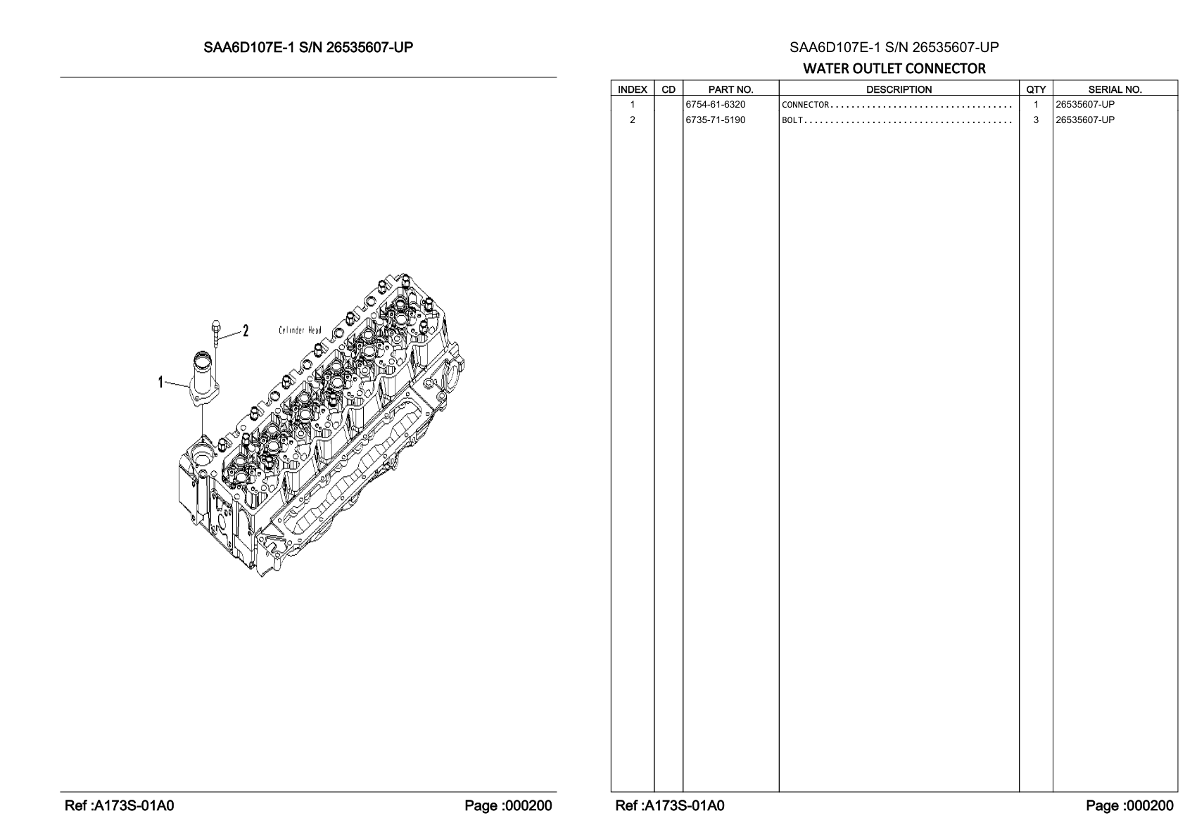OEM exploded diagram and parts table — Bolt