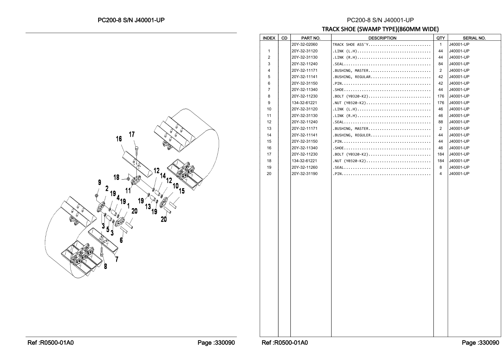 OEM exploded diagram and parts table — Seal