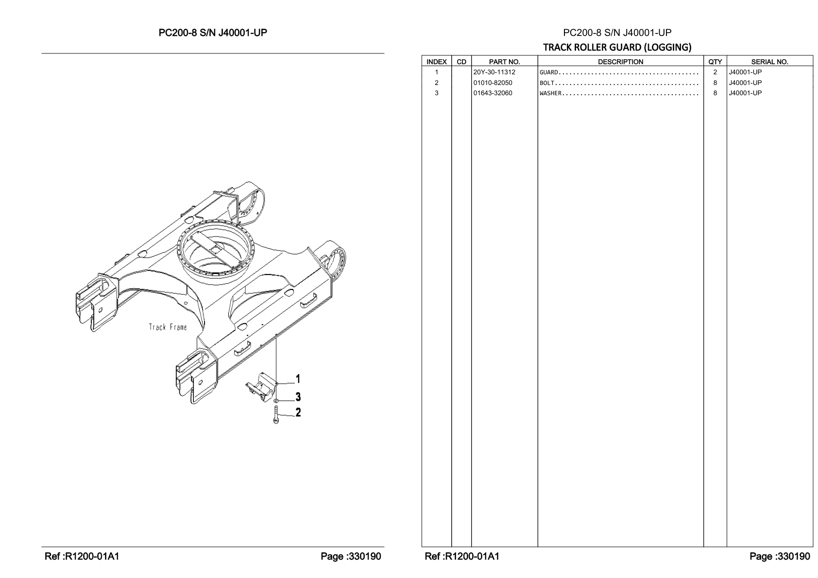 OEM exploded diagram and parts table — Bolt