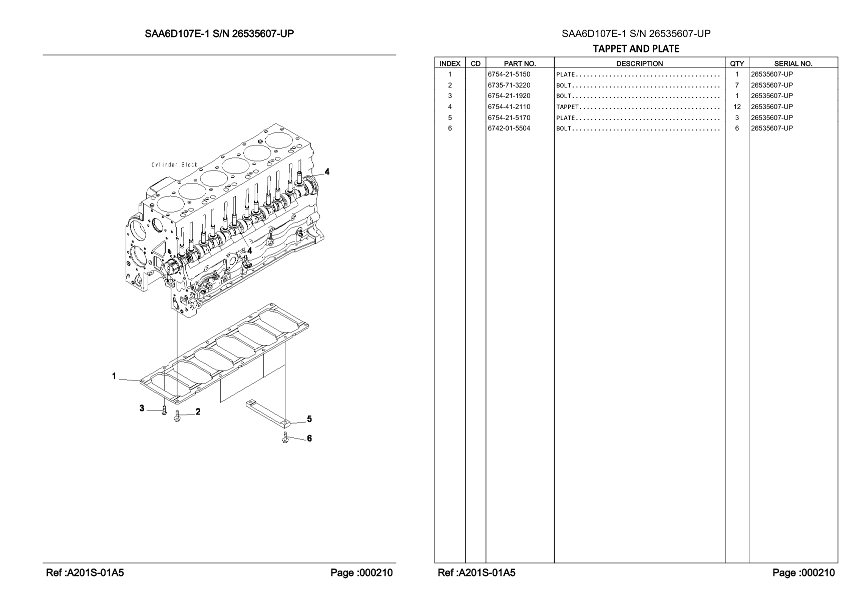 OEM exploded diagram and parts table — Bolt