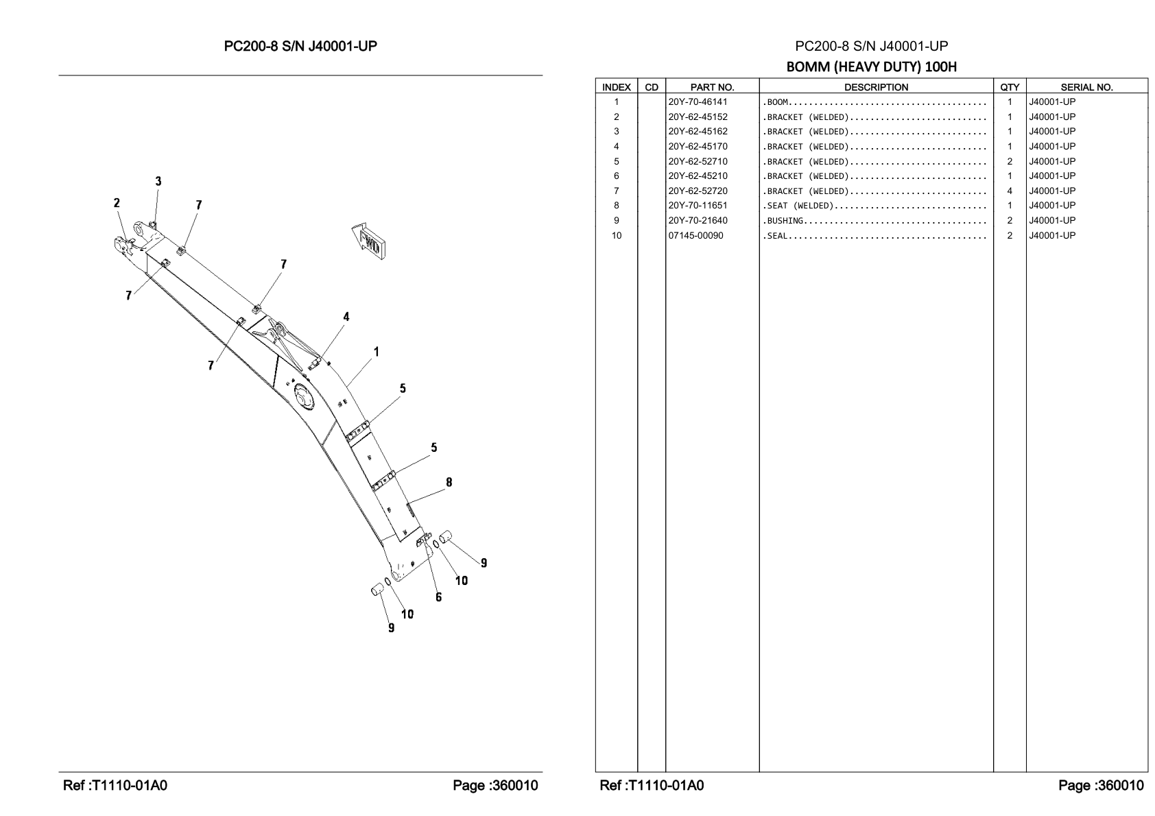 OEM exploded diagram and parts table — Bracket (welded)
