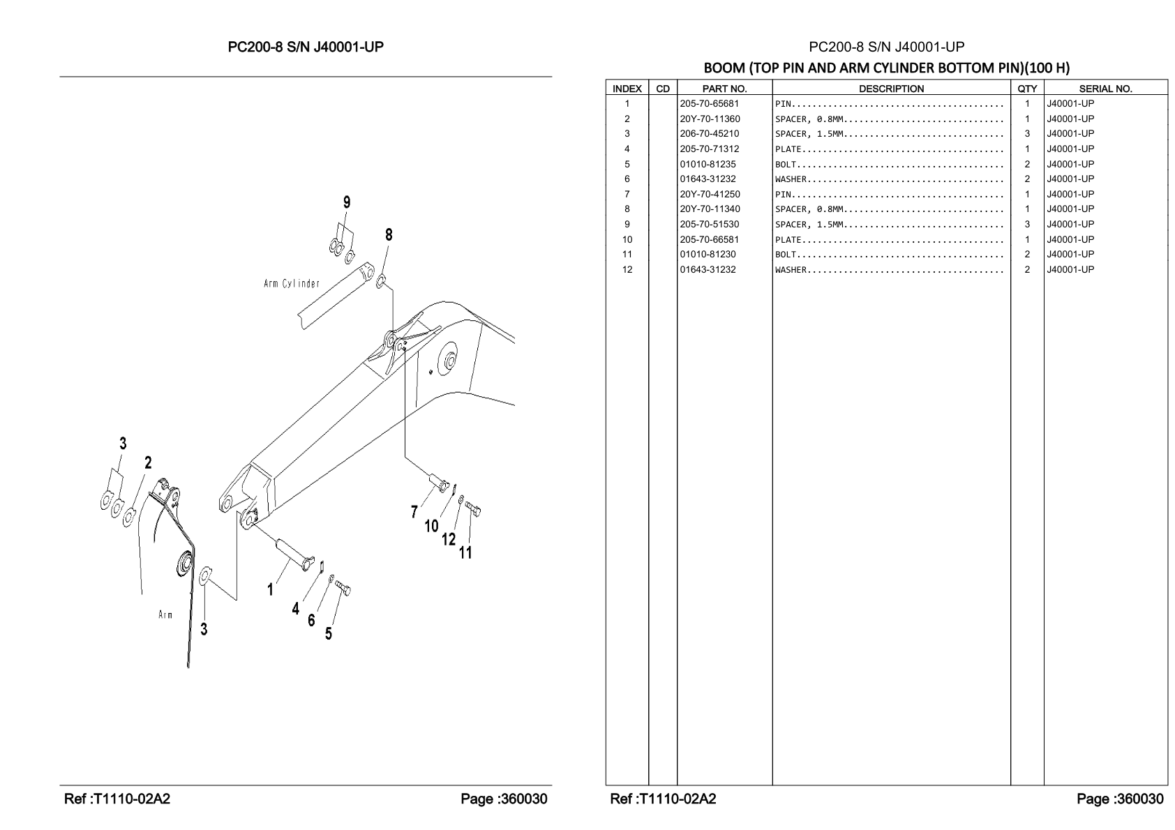 OEM exploded diagram and parts table — Plate