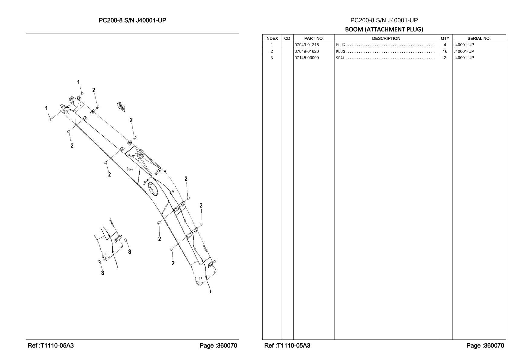 OEM exploded diagram and parts table — Plug