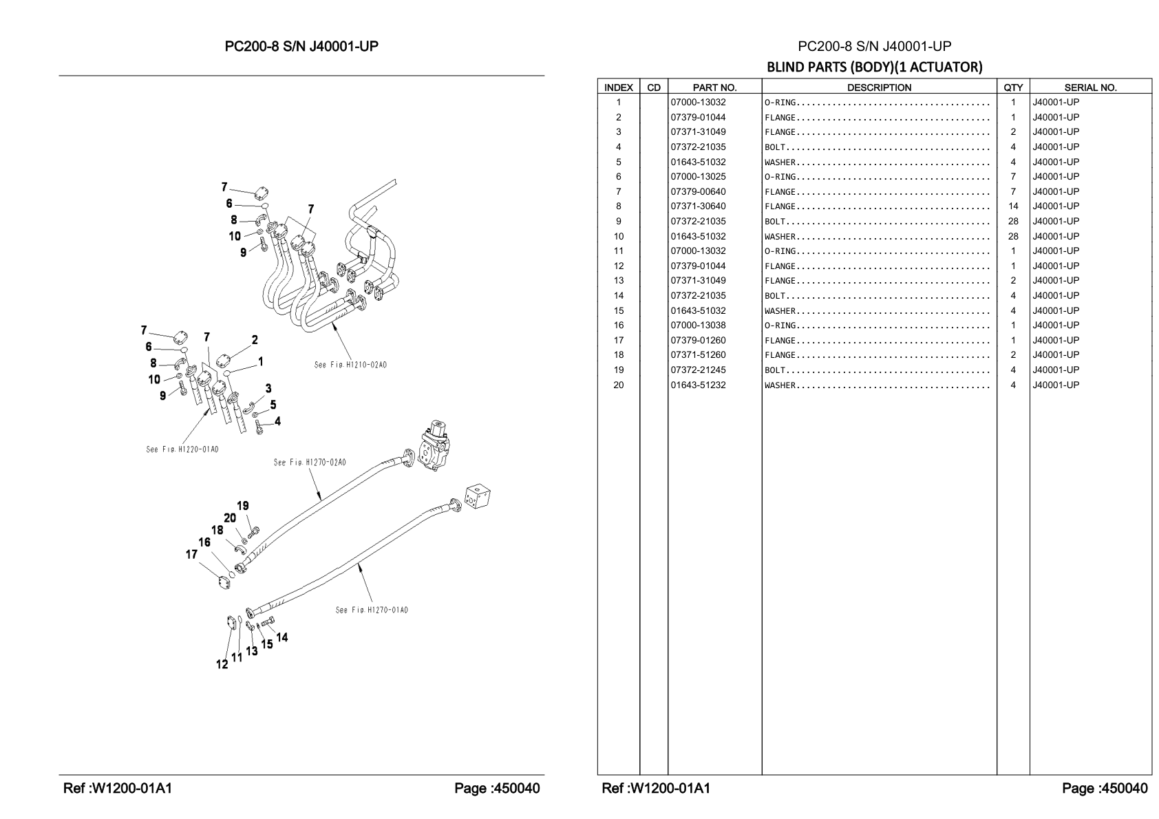 OEM exploded diagram and parts table — Flange