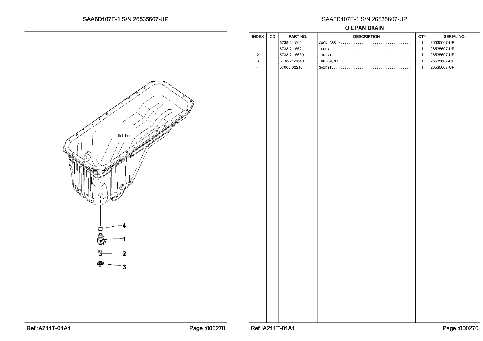 OEM exploded diagram and parts table — Gasket