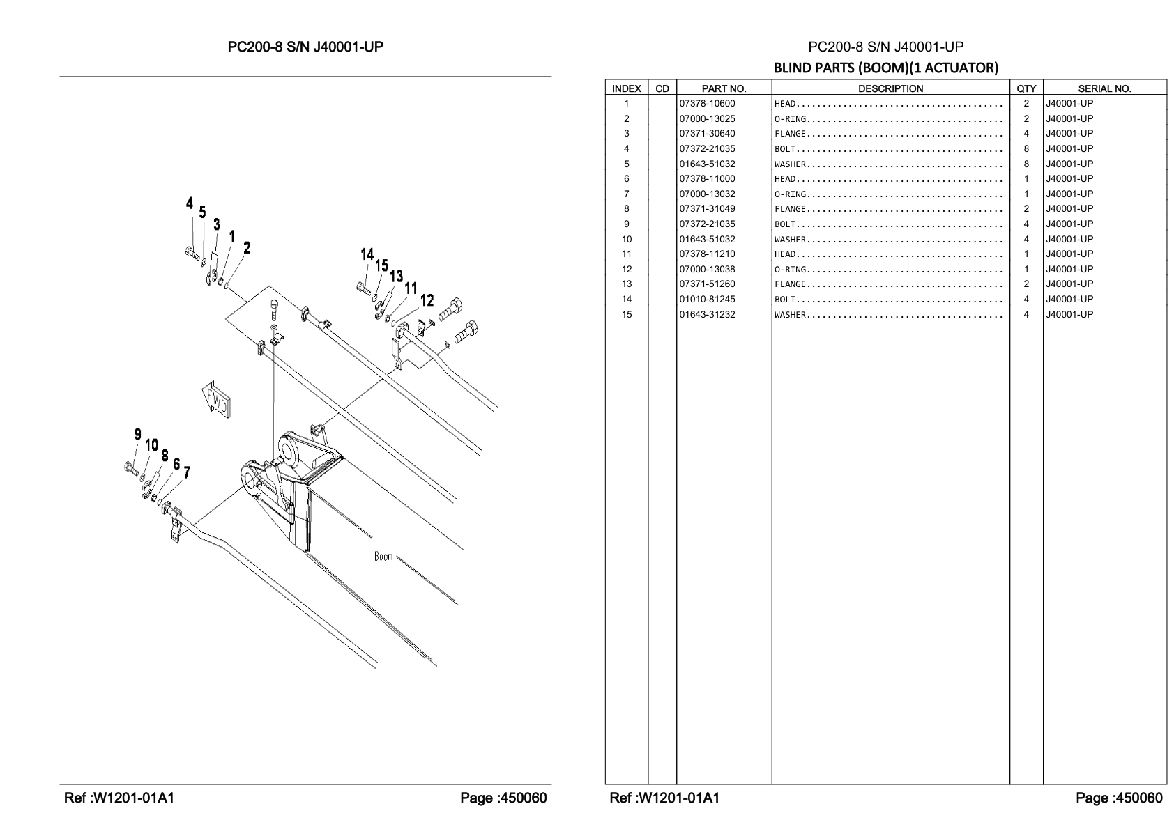 OEM exploded diagram and parts table — Head