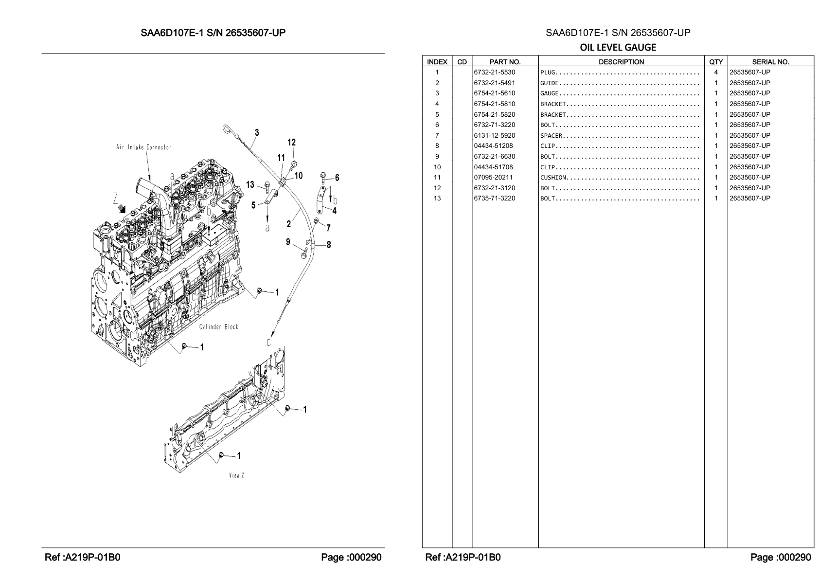 OEM exploded diagram and parts table — Clip