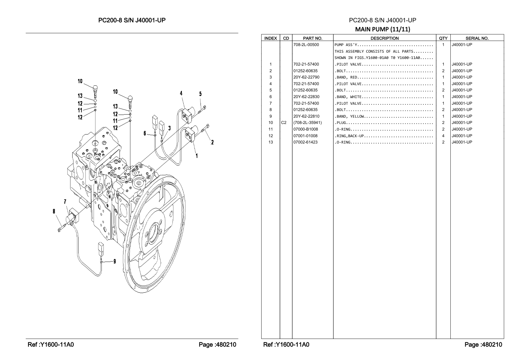 OEM exploded diagram and parts table — Bolt