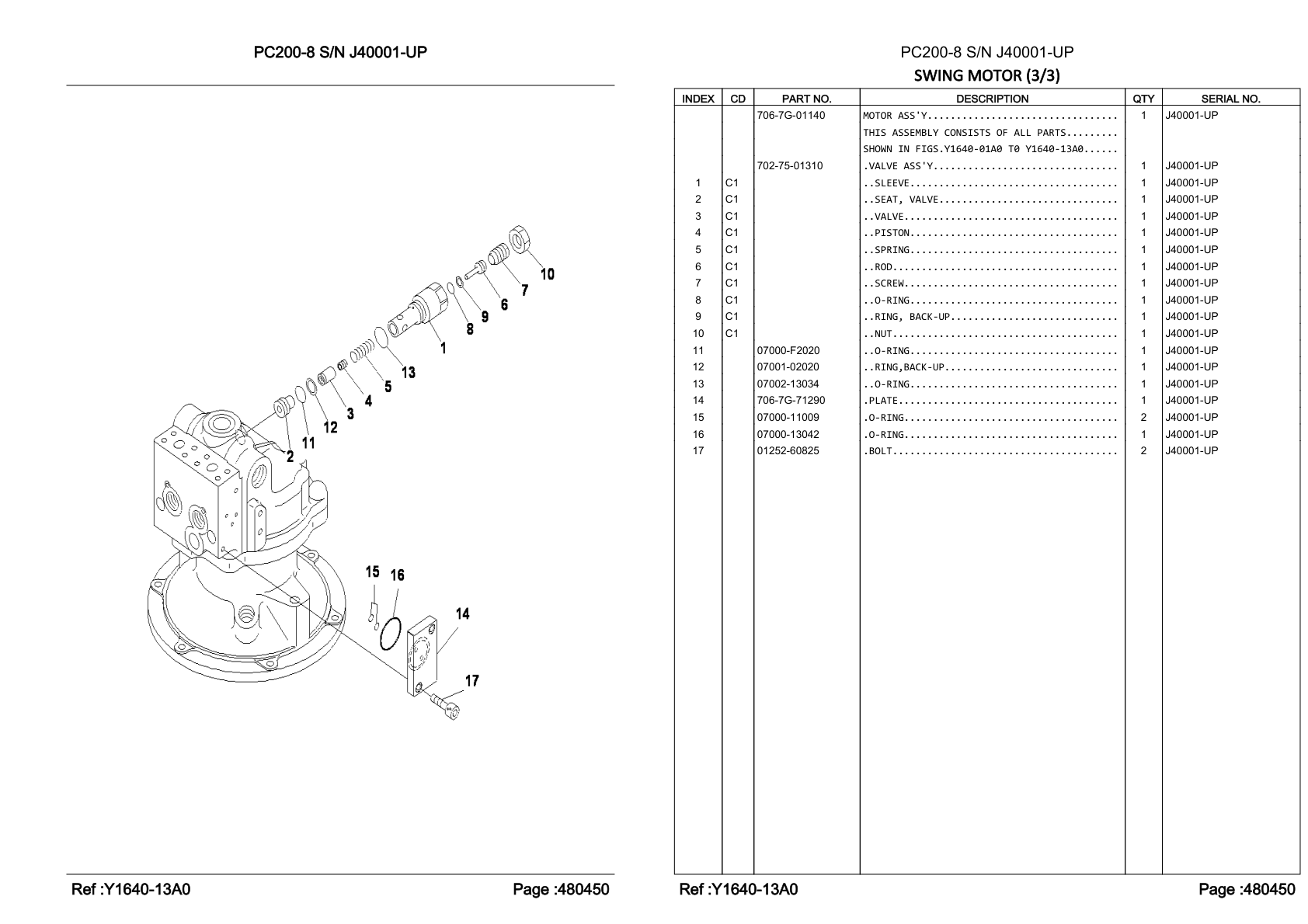 OEM exploded diagram and parts table — O-ring