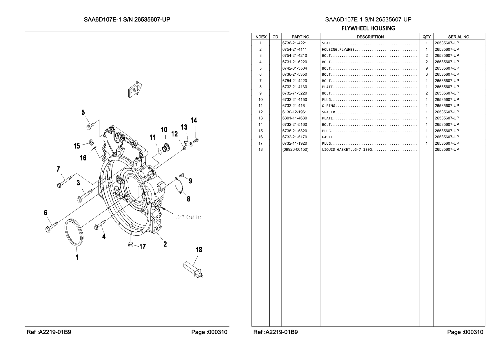 OEM exploded diagram and parts table — Bolt