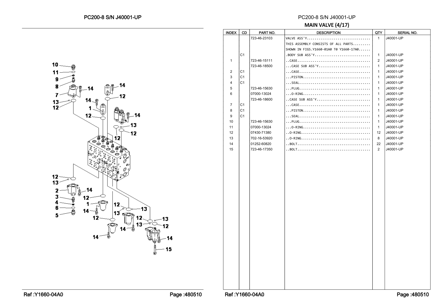OEM exploded diagram and parts table — O-ring