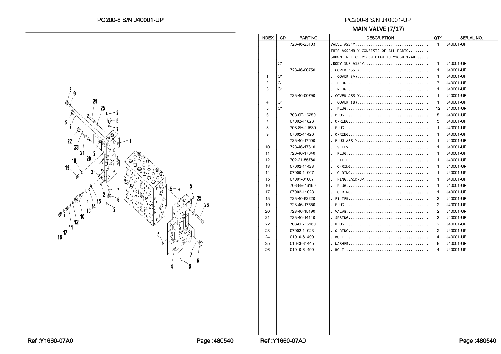 OEM exploded diagram and parts table — O-ring