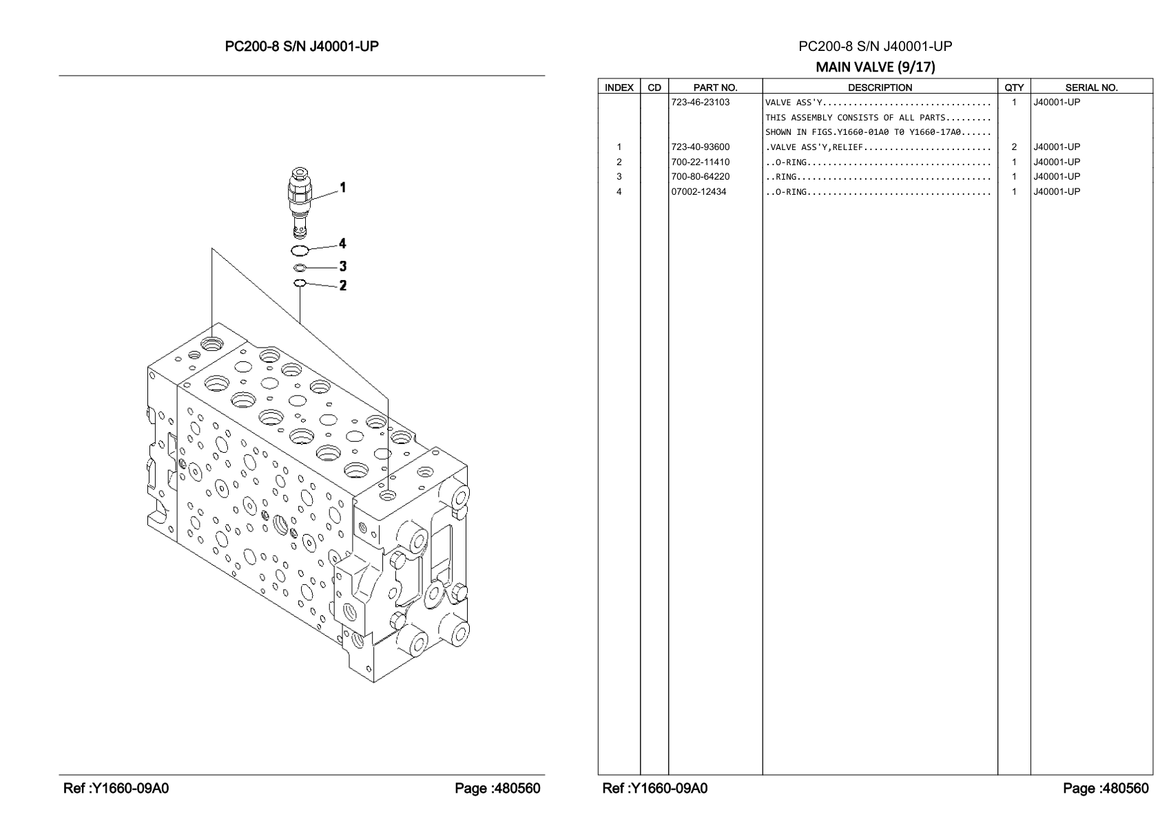 OEM exploded diagram and parts table — O-ring