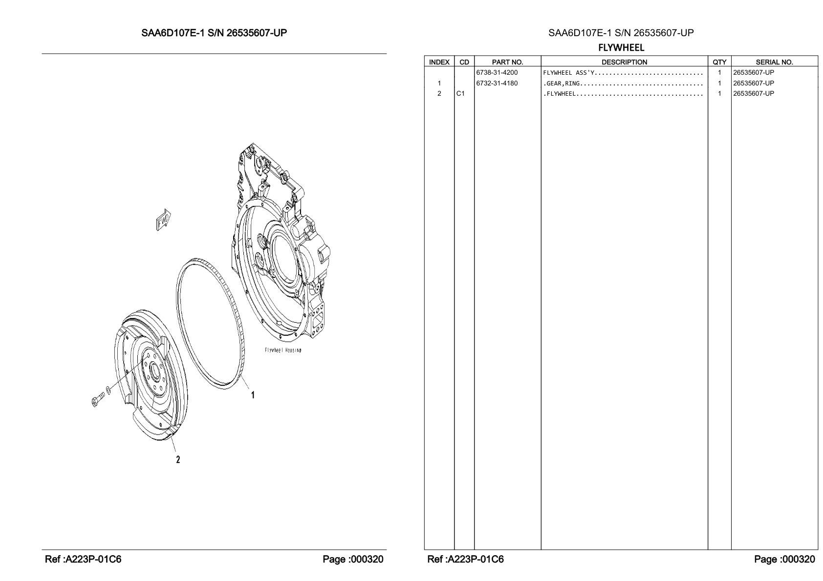 Flywheel Assembly 6738-31-4200 for Komatsu PC200-8 Hydraulic Excavator