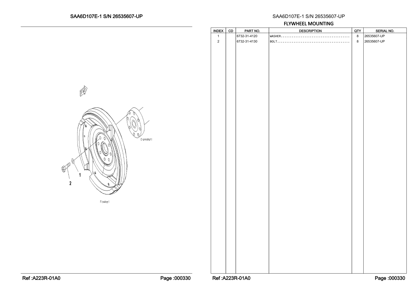 OEM exploded diagram and parts table — Bolt