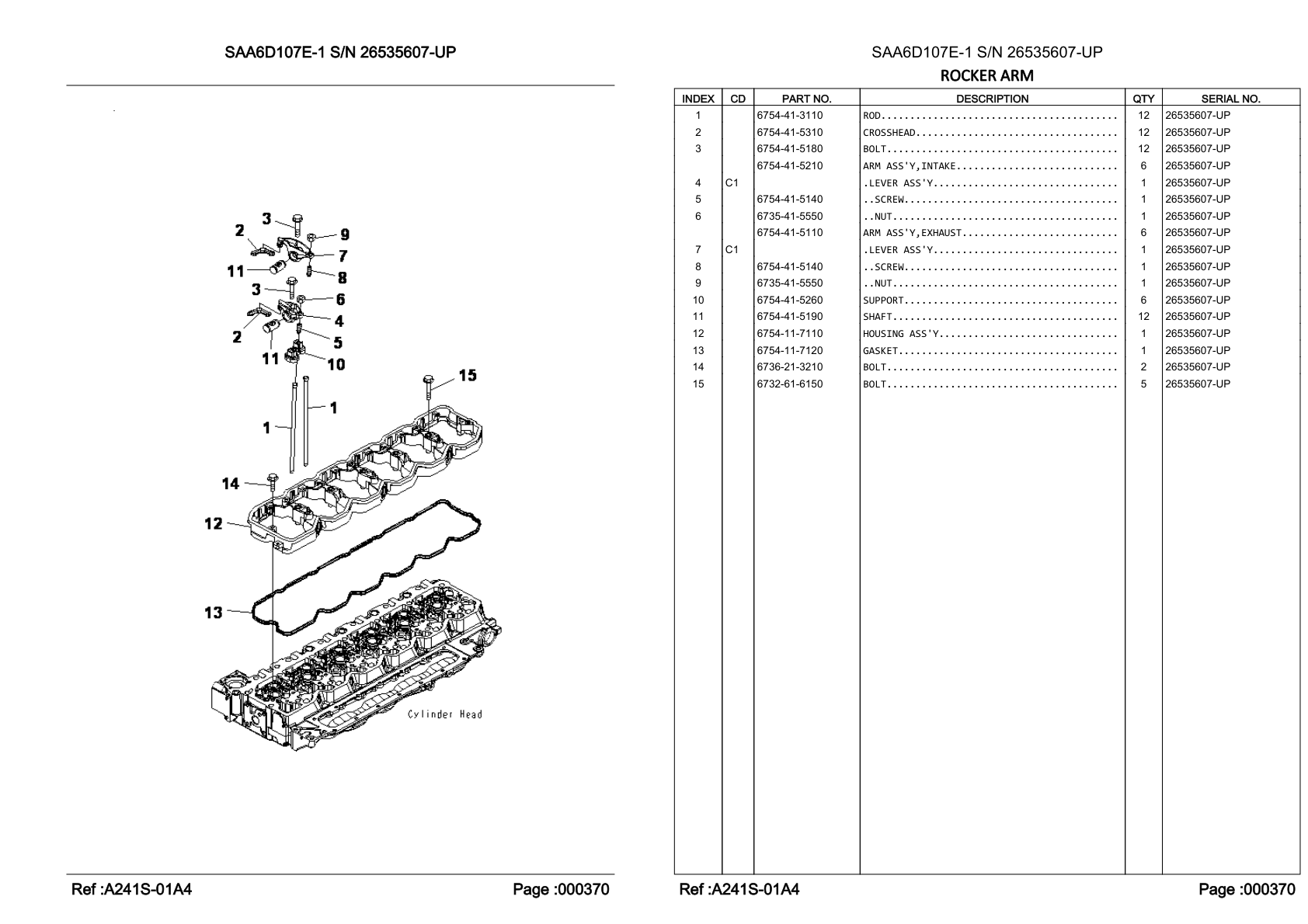 OEM exploded diagram and parts table — Bolt