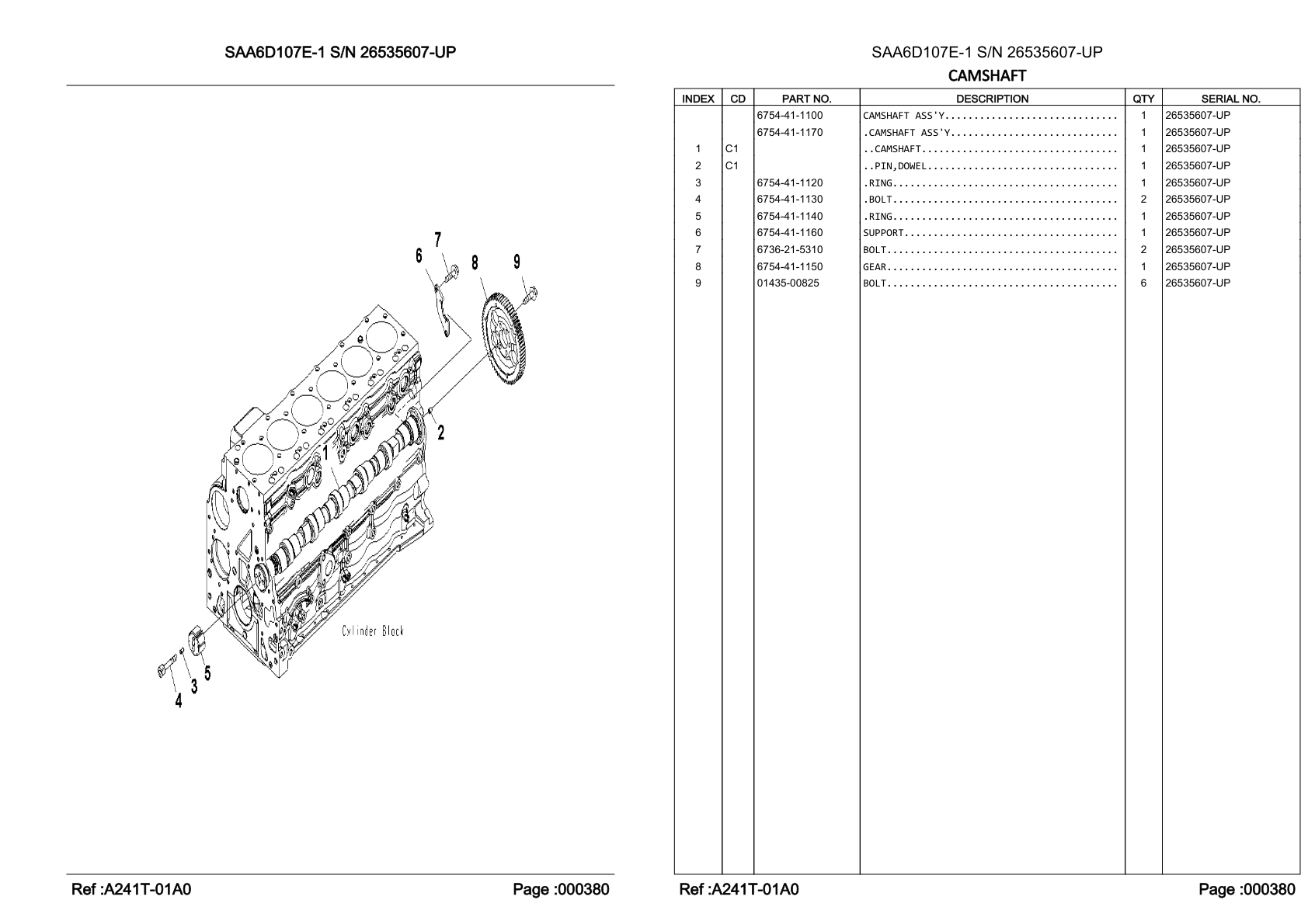 OEM exploded diagram and parts table — Bolt