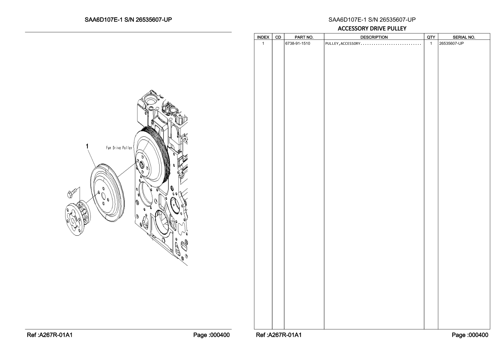 Accessory Pulley 6738-91-1510 for Komatsu PC200-8 Hydraulic Excavator