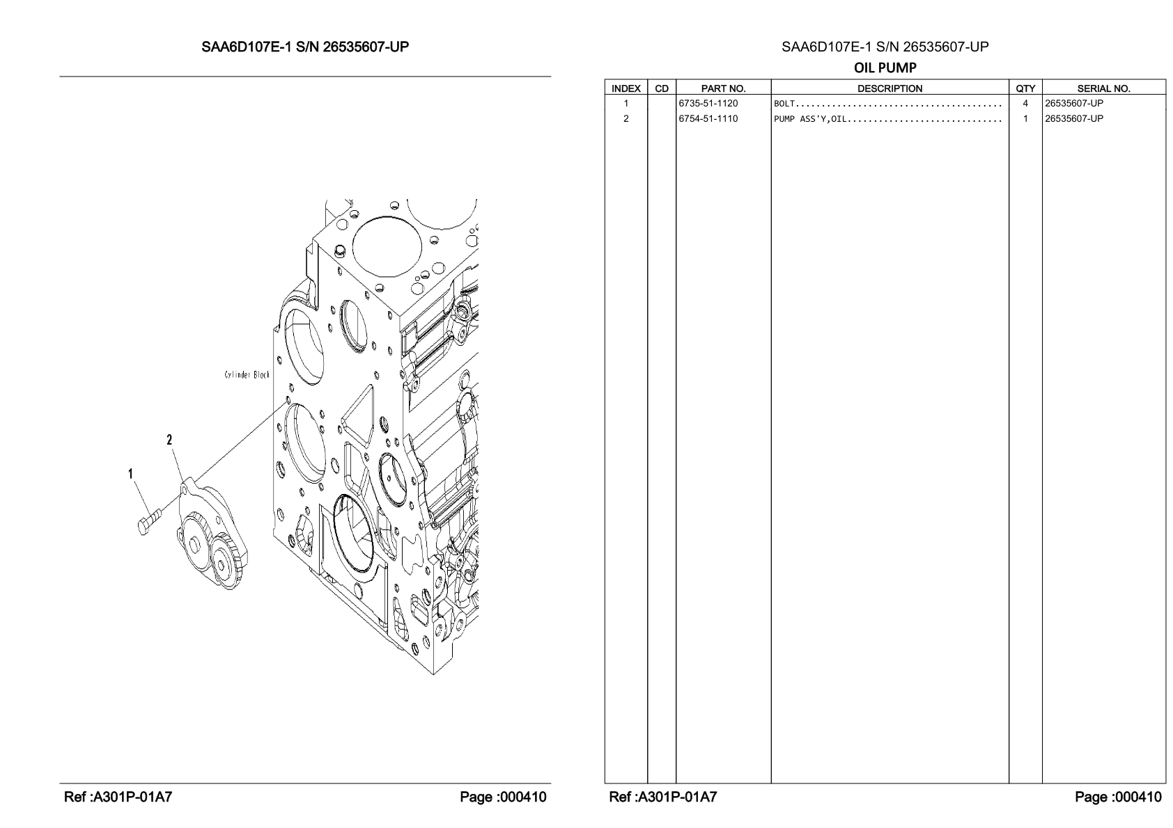 OEM exploded diagram and parts table — Bolt
